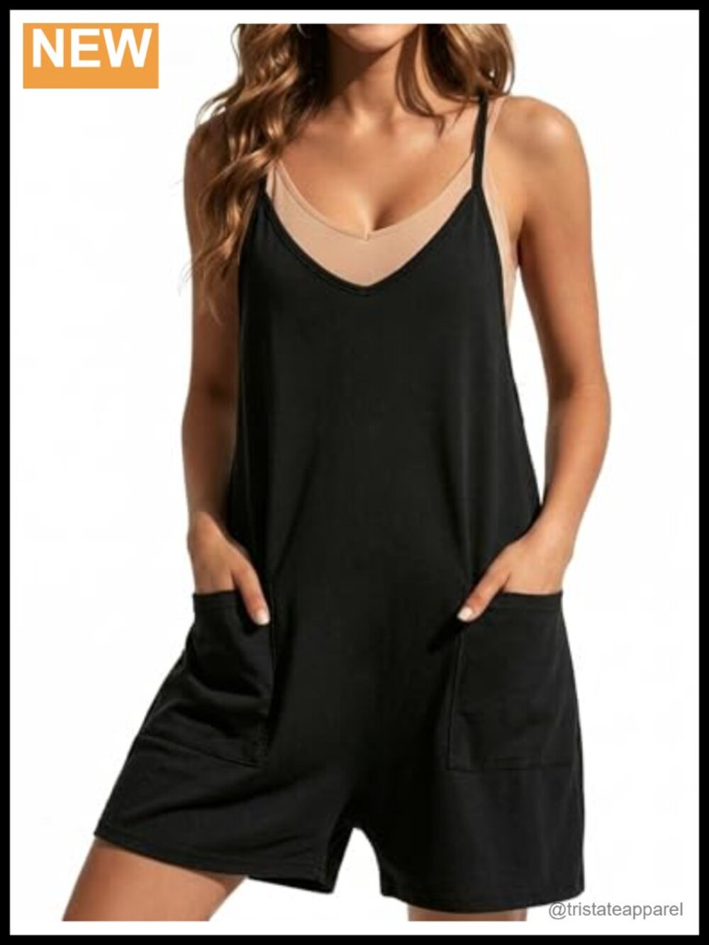 Sleeveless Romper Short Jumpsuit Loose Fit Pockets Summer Casual Beach